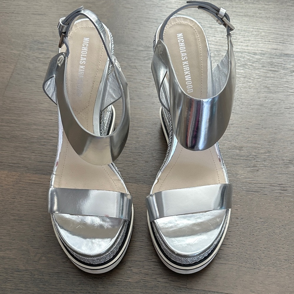 Nicholas Kirkwood Shiny Silver Sandals
